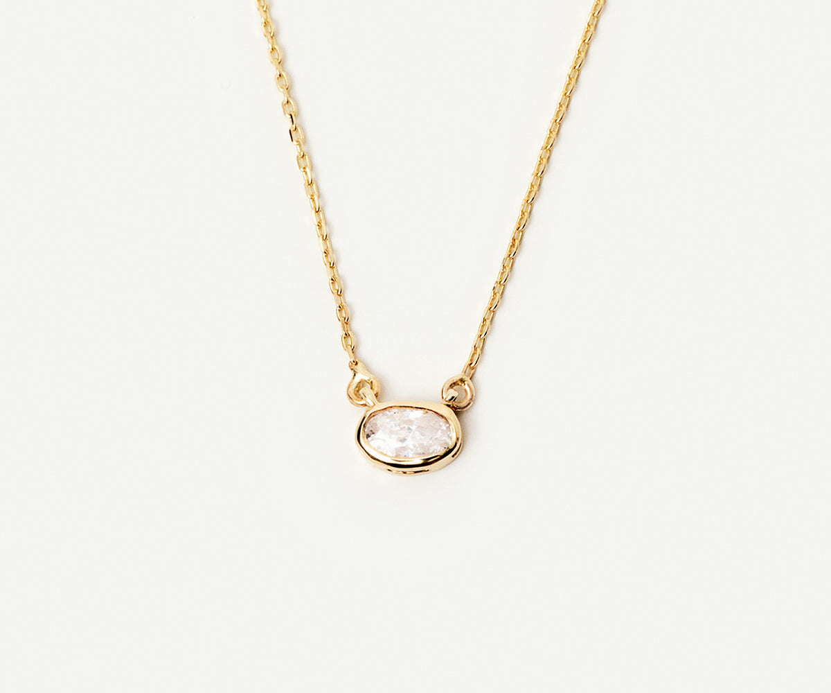 Oval Birthstone Necklace in 14K Gold