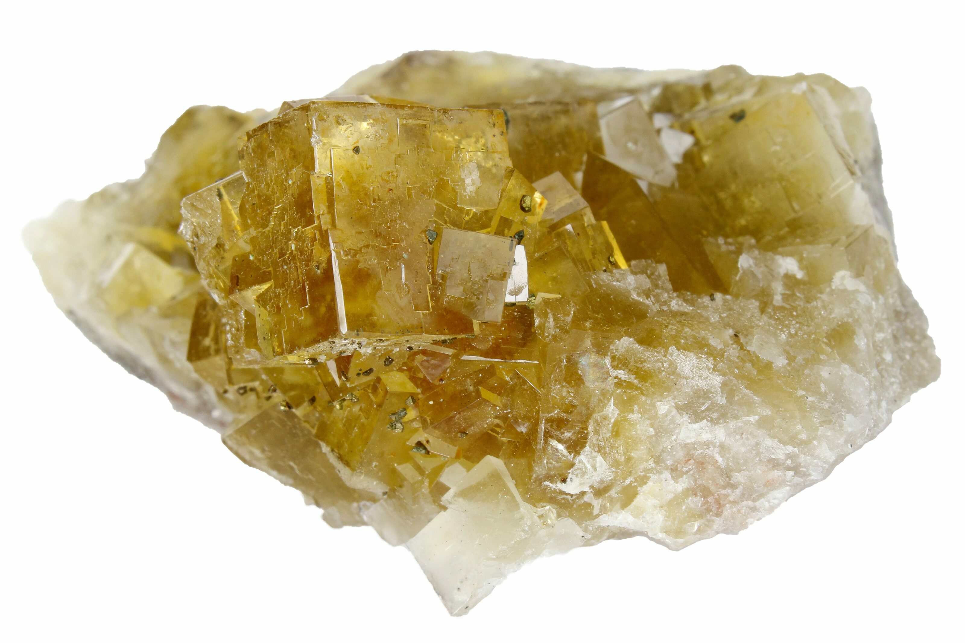 Yellow Cubic Fluorite Crystal Cluster