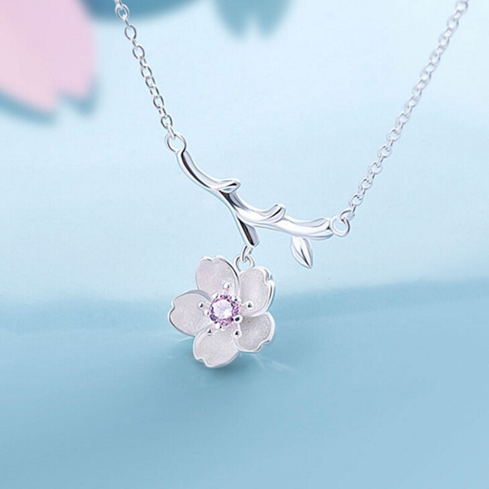 Cherry Blossoms Flower Tree Branches Pendant Necklace
