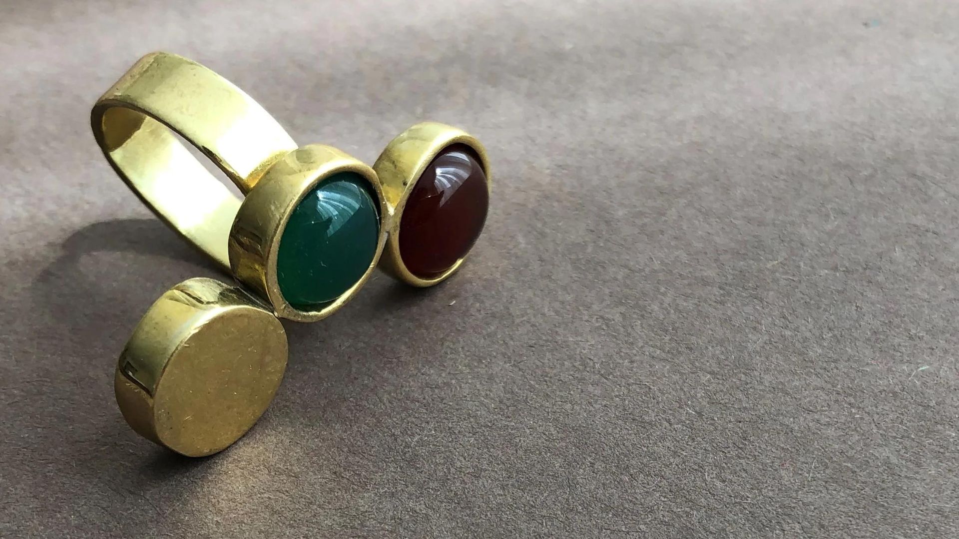 Handmade Brass and Gemstone Ring