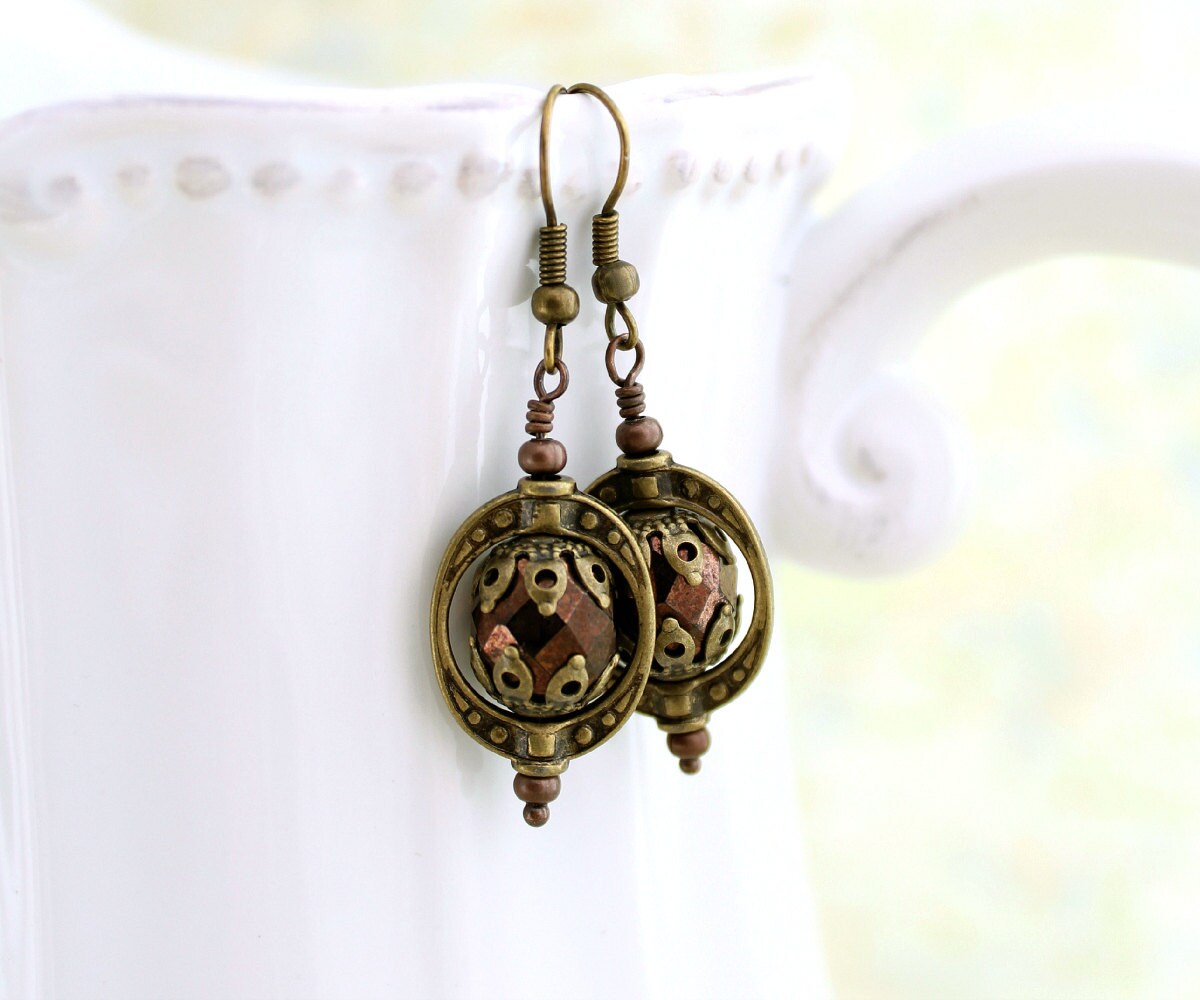 Steampunk Jewelry Copper and Brass Steampunk Earrings