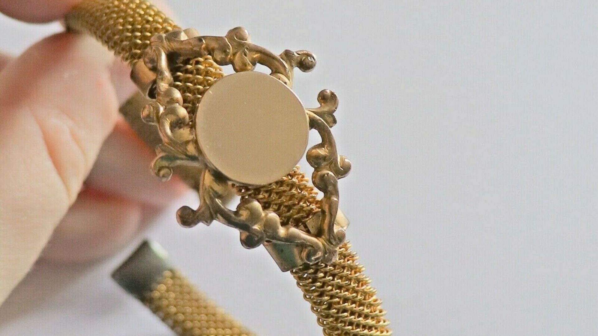 Antique Victorian mesh Gold Filled Bracelet