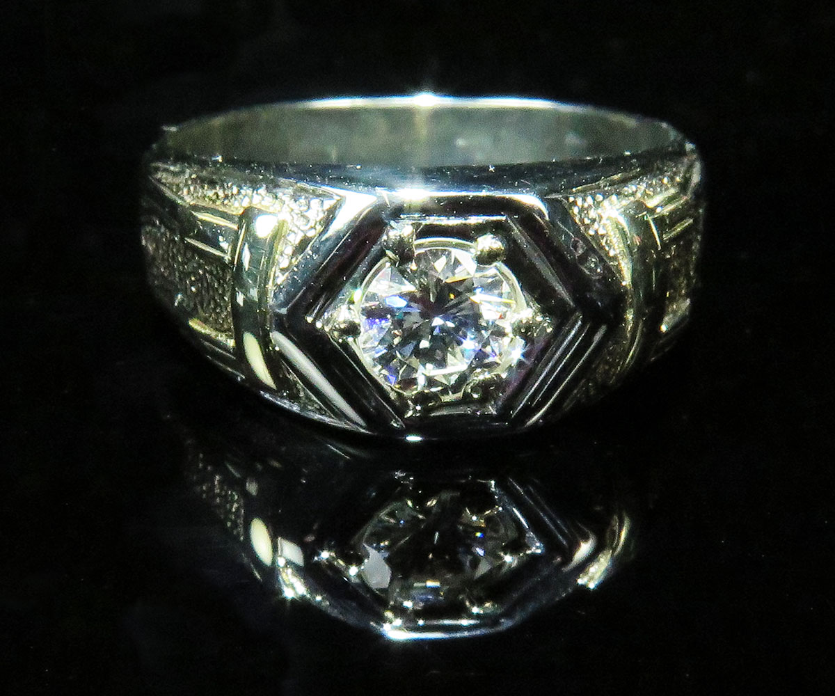 18K Two Tone Gold Men's Diamond Ring