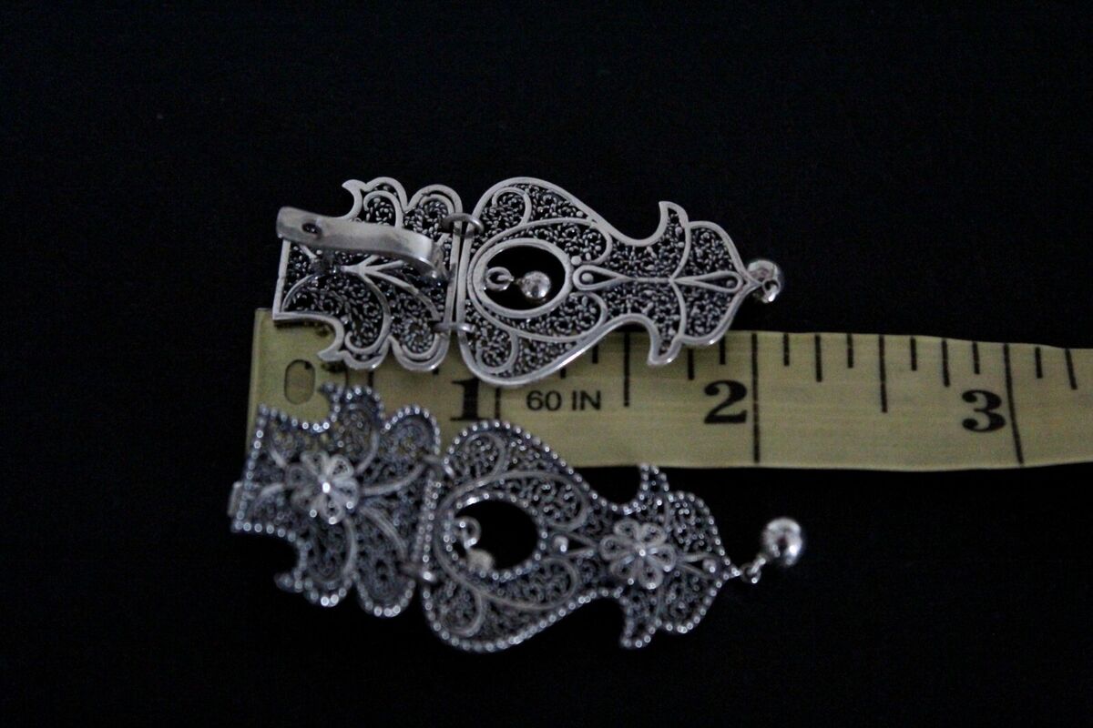 Armenian Spirit Earrings filigree long Silver
