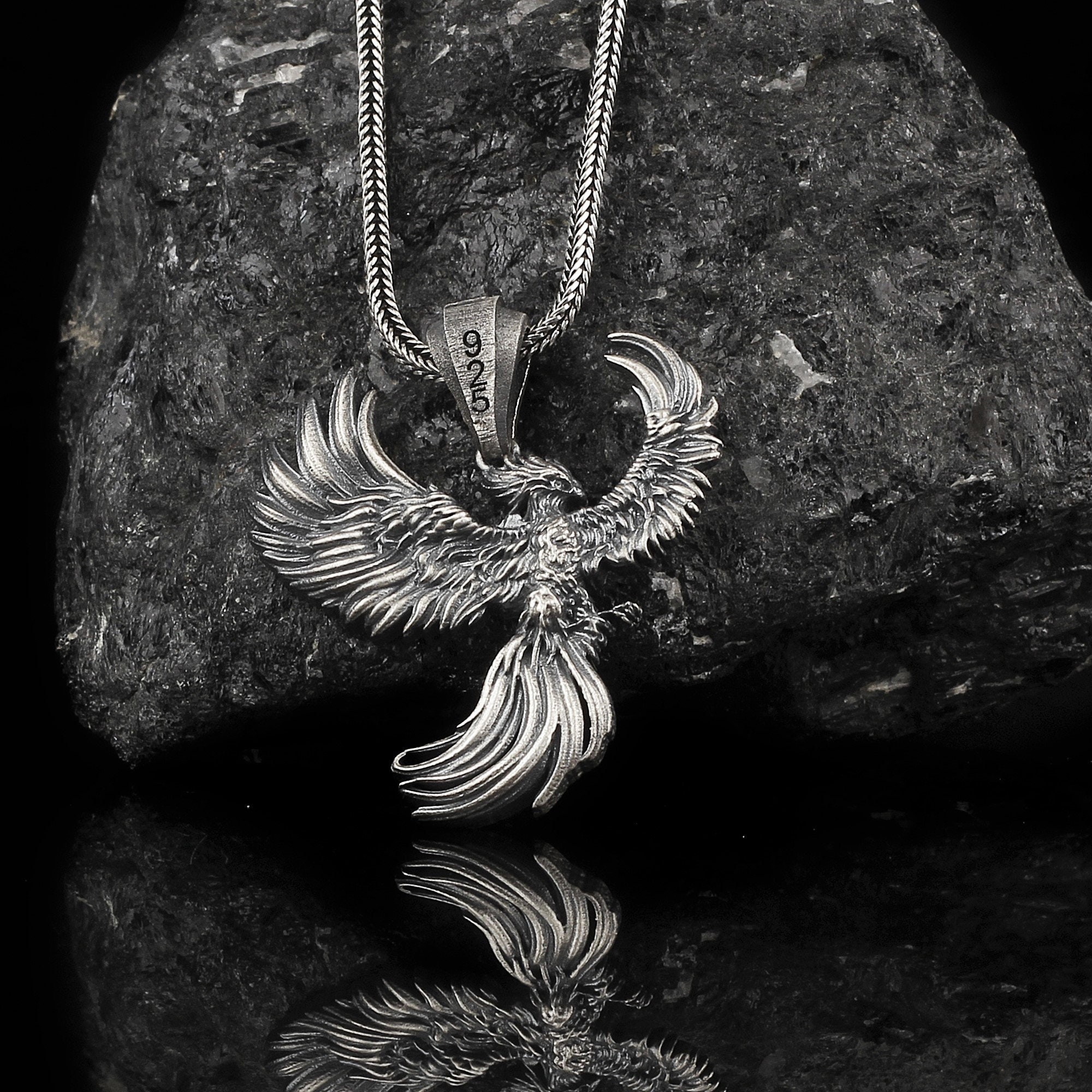Phoenix Necklace Sterling Silver Phoenix Bird Pendant Gold