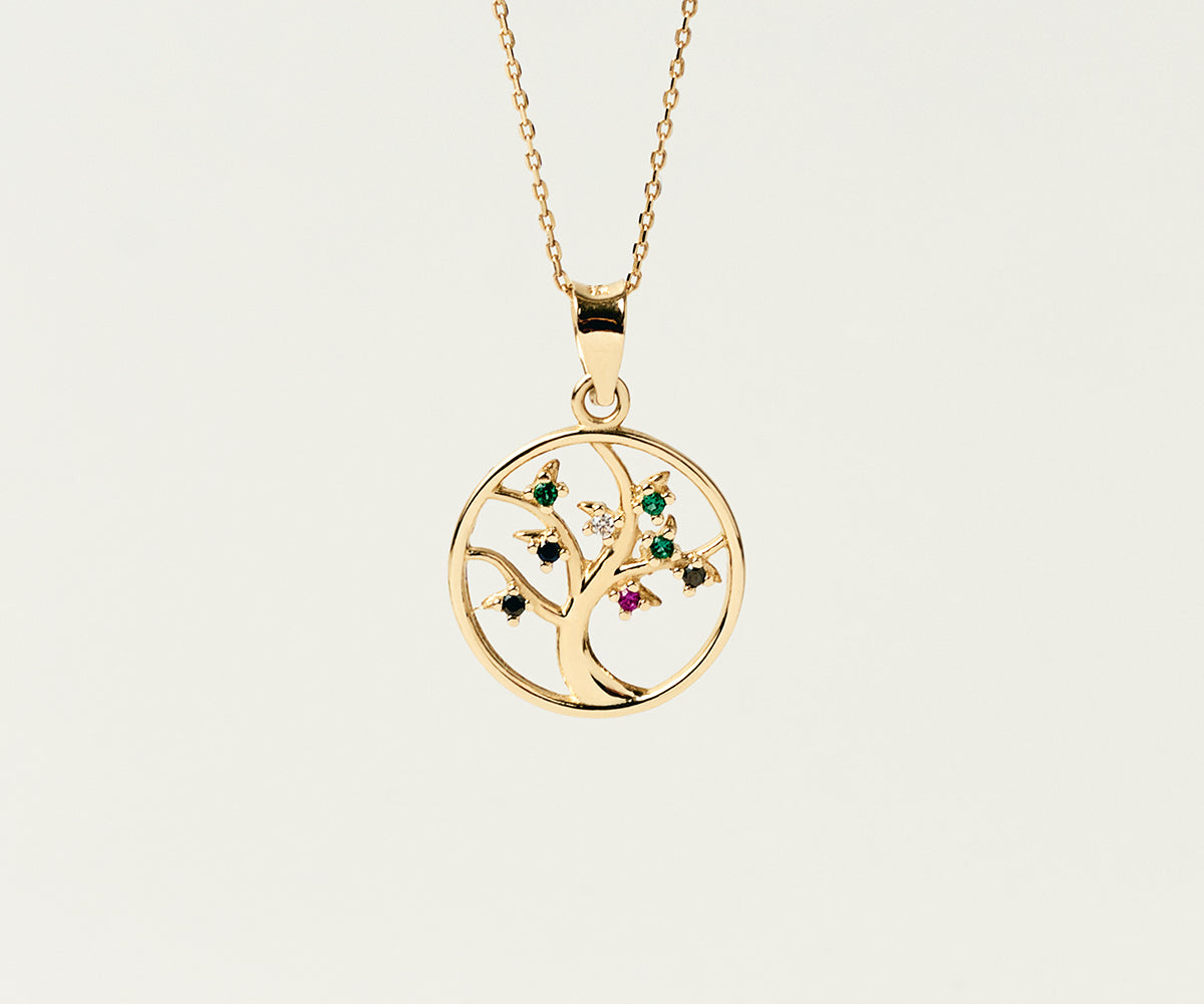 November Gelin Tree with Birthstones Necklace in 14K Gold