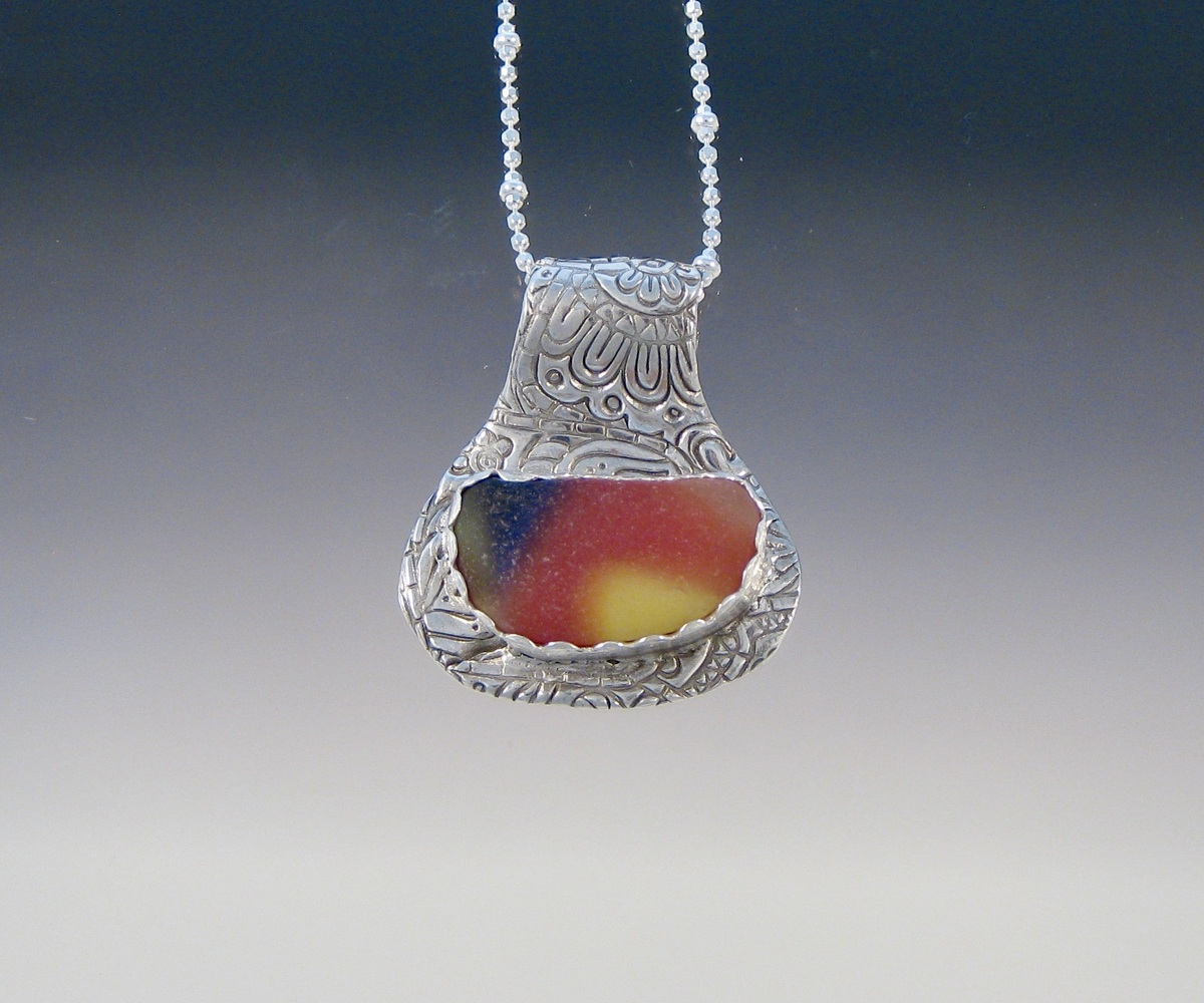 Rainbow Art Glass in Foldover Pendant