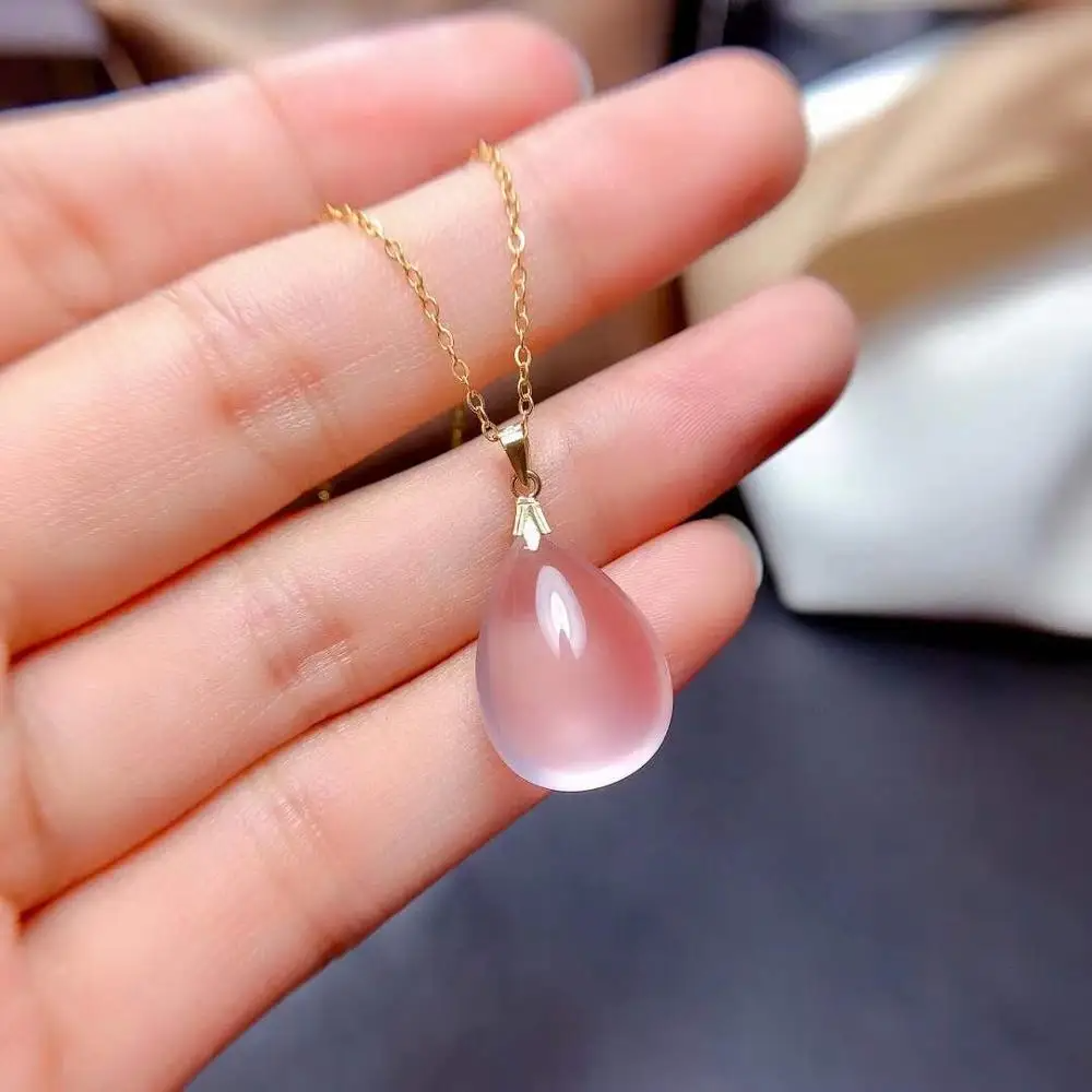 New Arrival Real Natural Natural and real Rose Quartz necklace