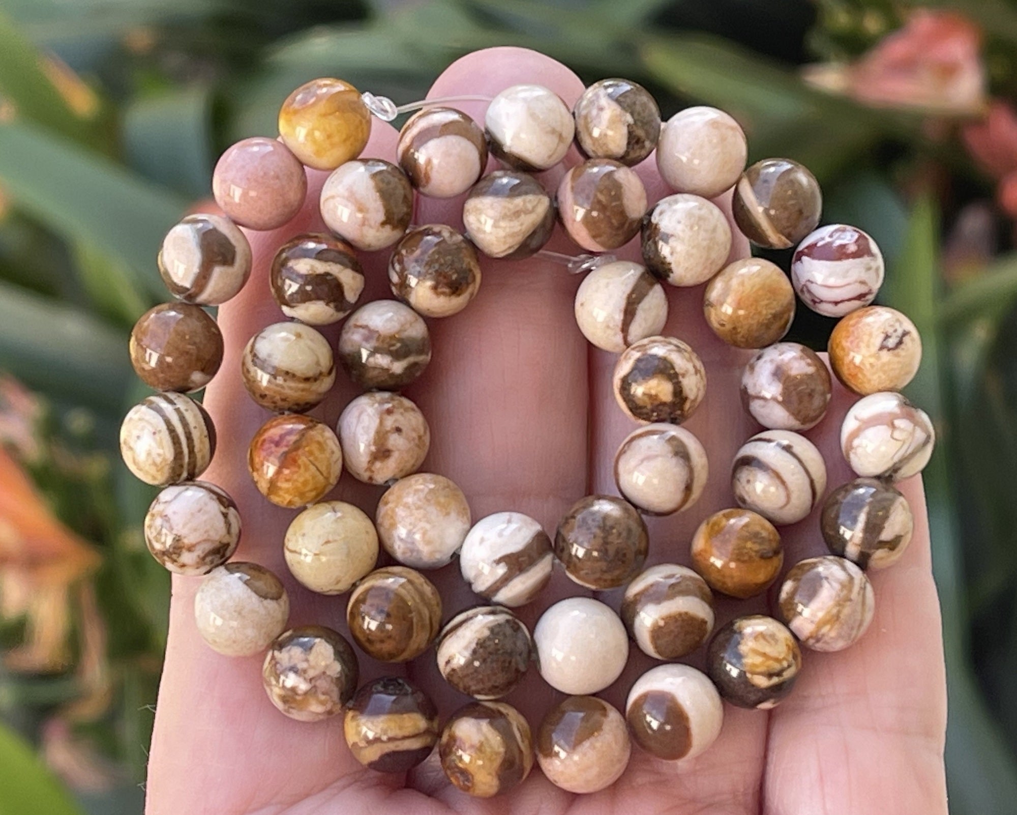 Australian Zebra Jasper 8mm round natural gemstone beads