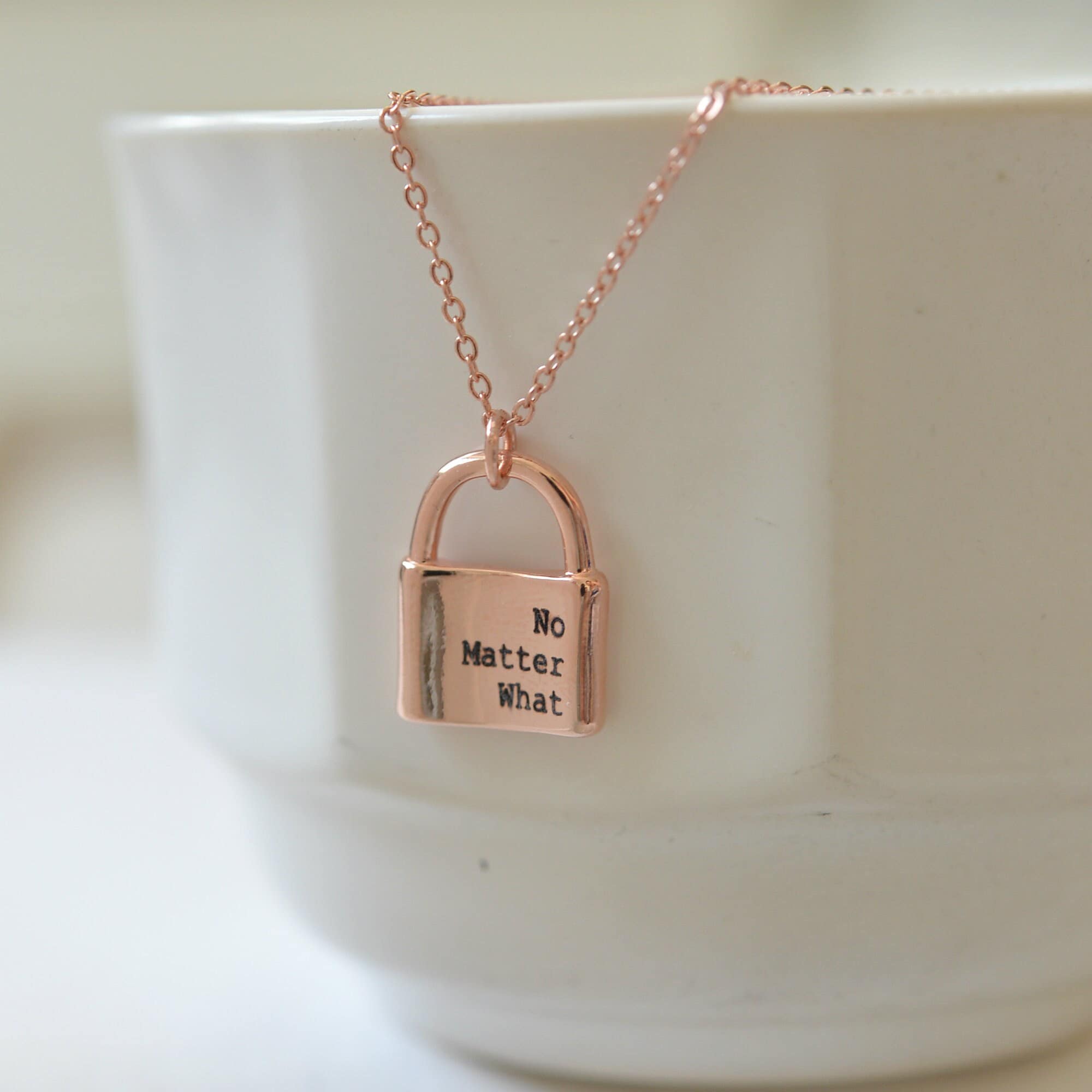 Engraved Lock Necklace