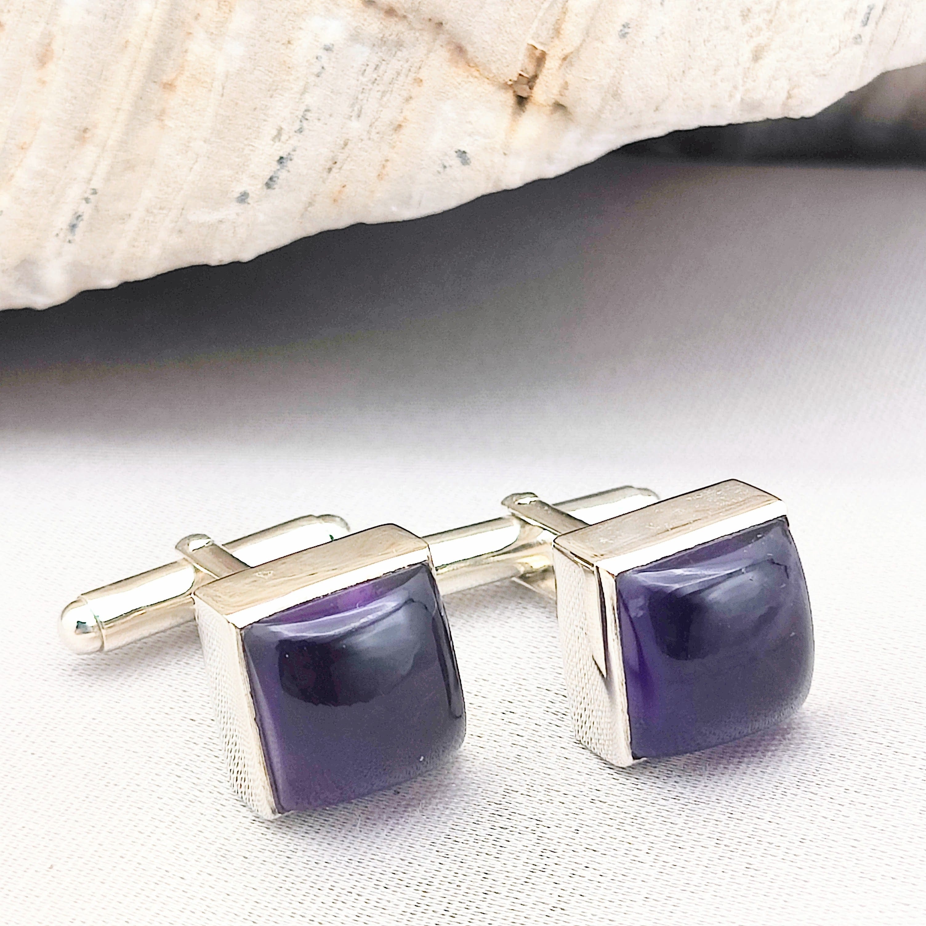 Amethyst Purple Gemstone Cuff Links