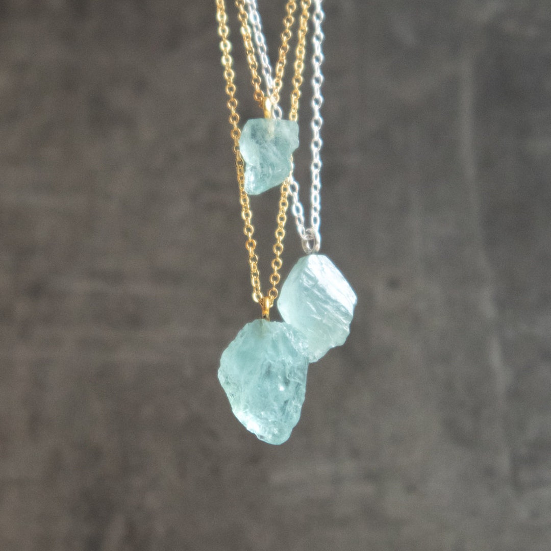 Raw Aquamarine Necklace Crystal Necklaces