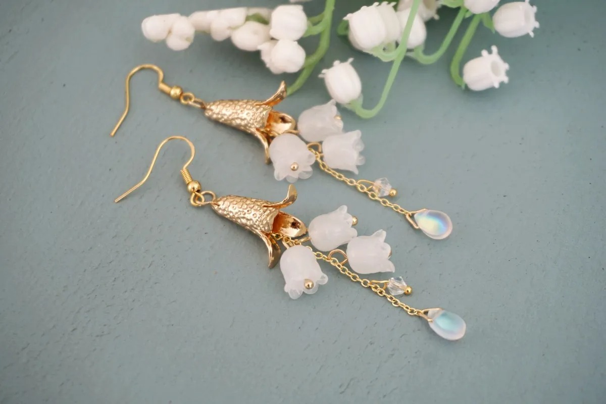 Handmade lily of the valley earrings for women flower earrings