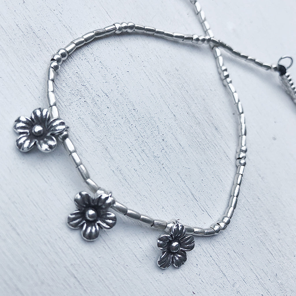 Silver Daisy Chain Anklet