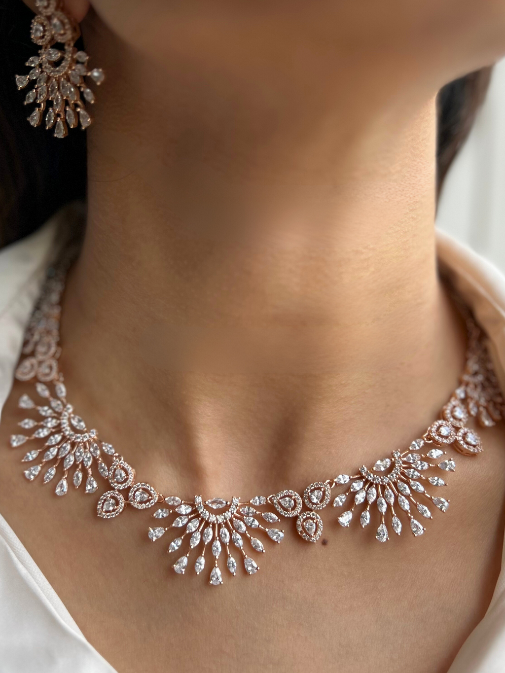 Opulent Art Deco Crystal Drop Necklace