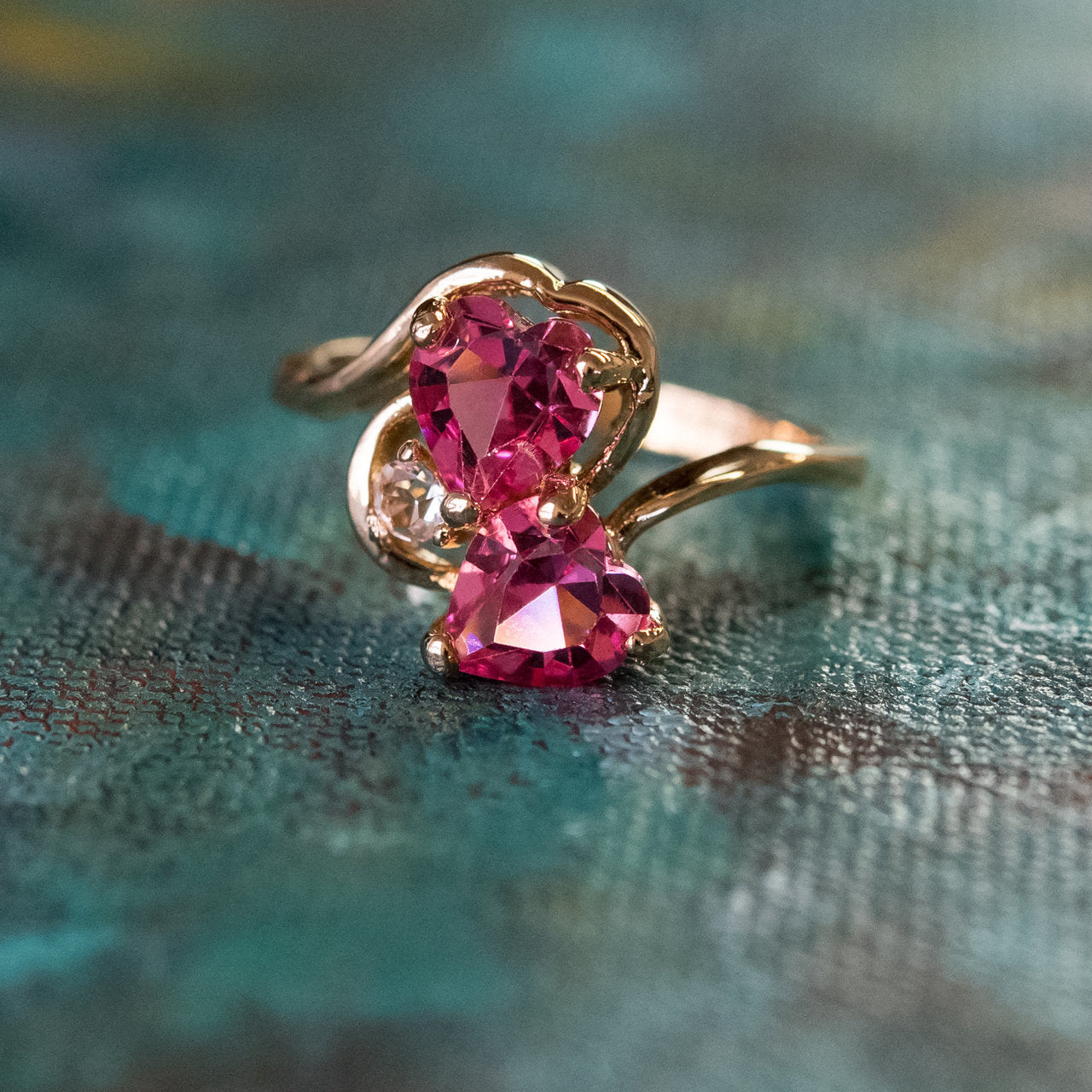 Vintage Ring Ruby Double Heart