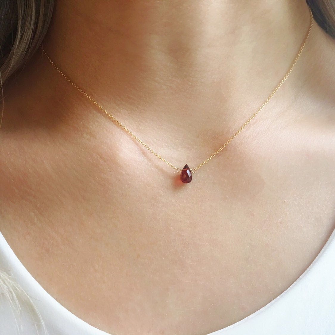 Minimalist Garnet Necklace