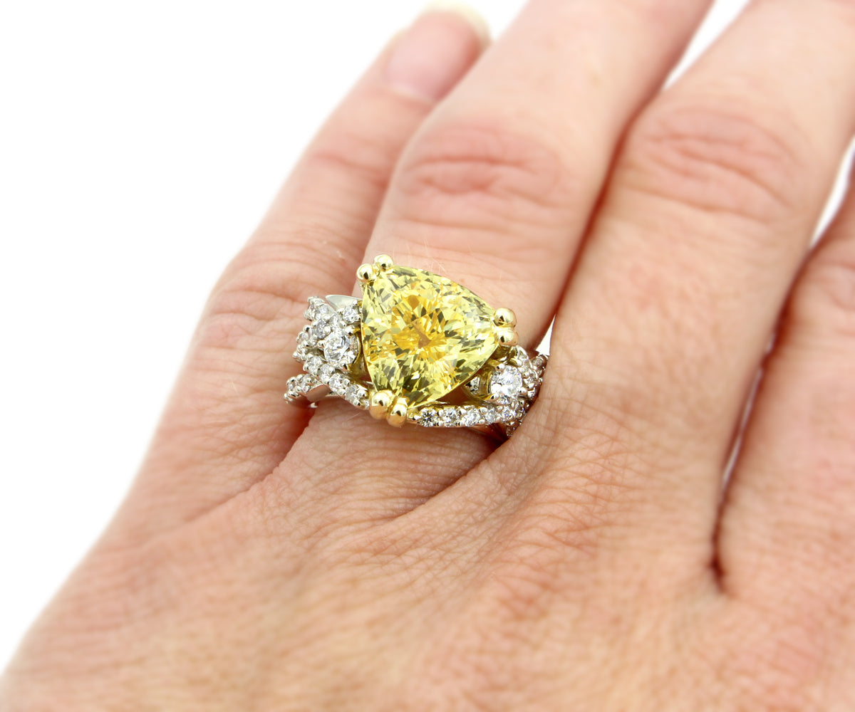 Trillion Yellow Sapphire Diamond Statement Ring