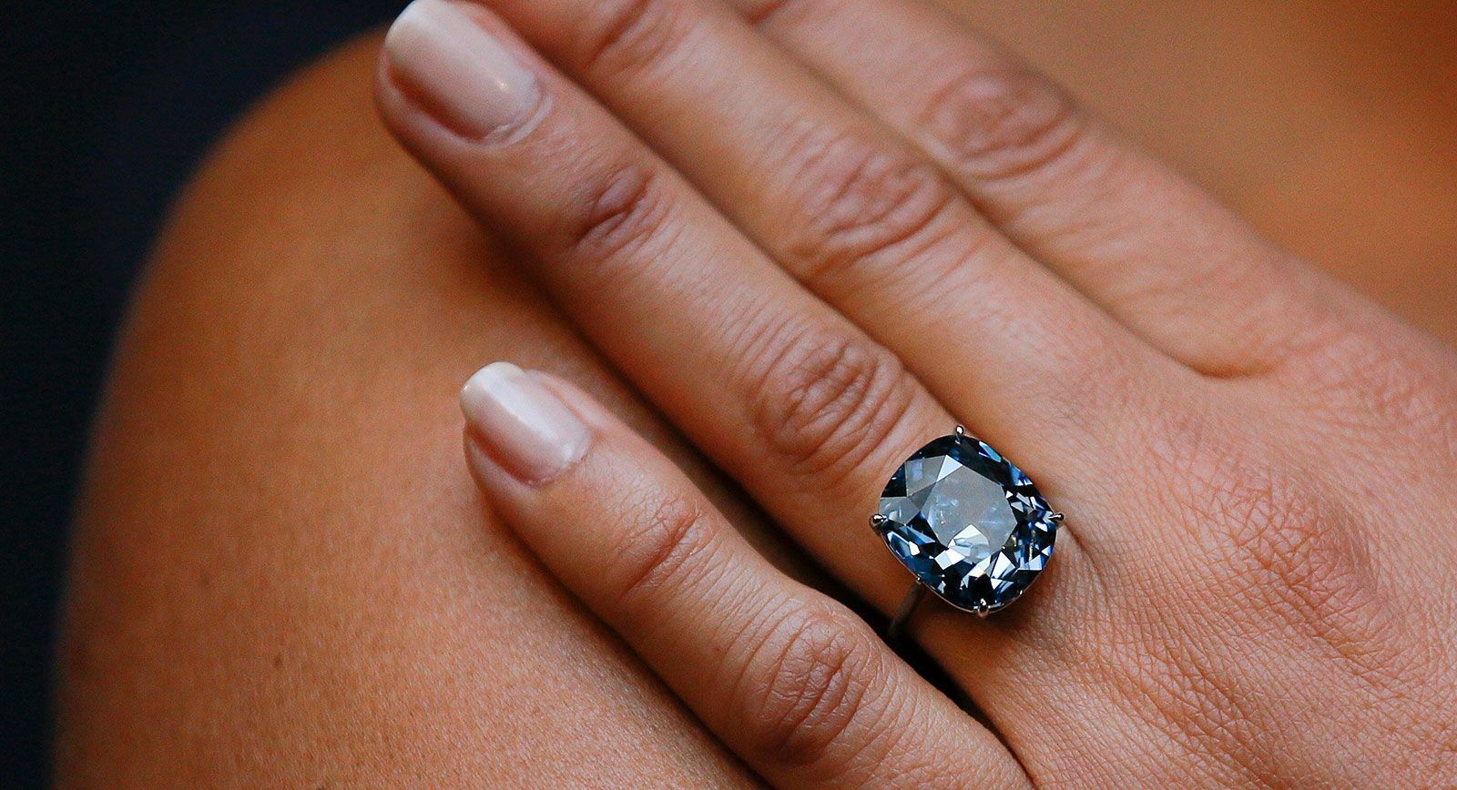 Woman Wearing Blue Moon Diamond Ring