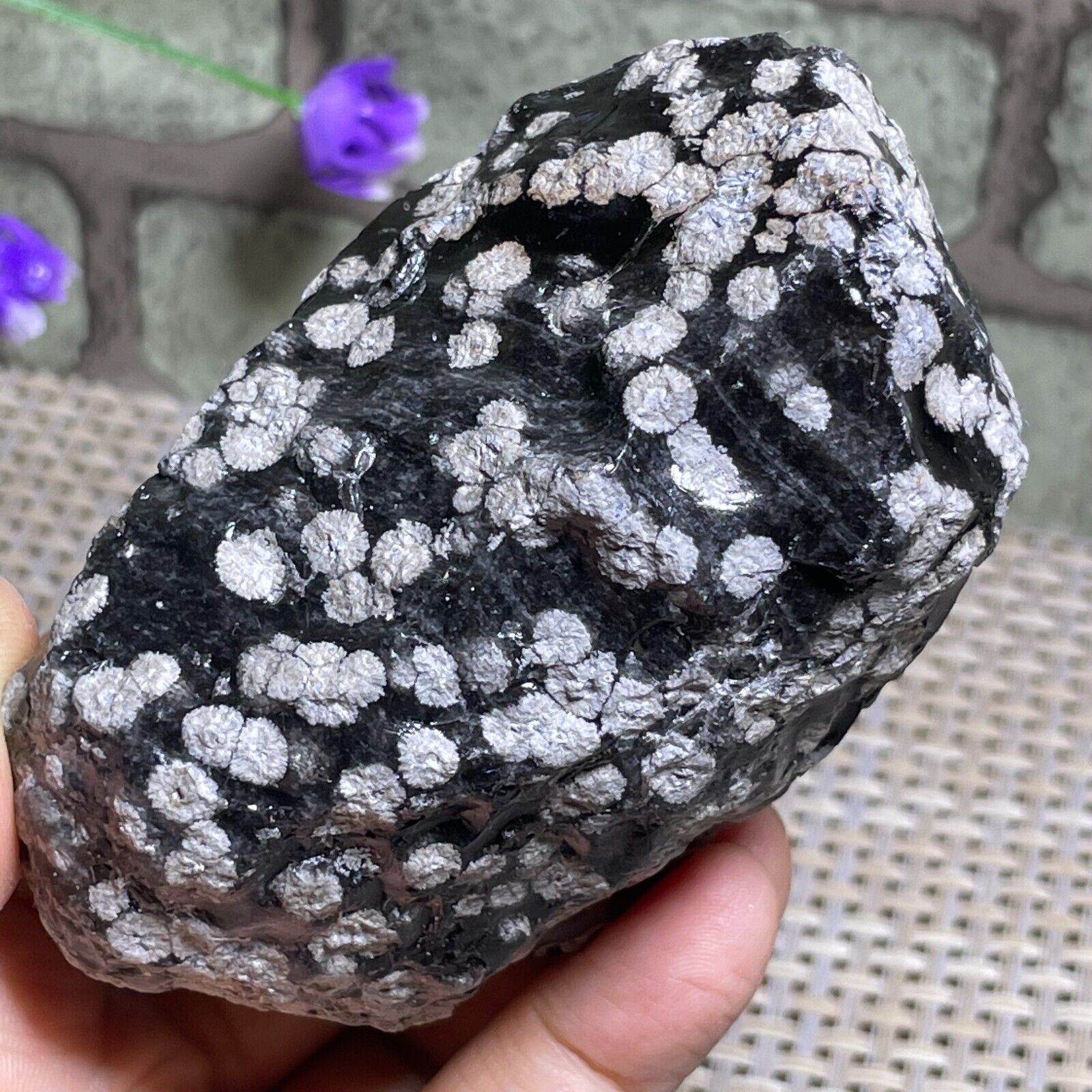 268g Natural Snowflake Obsidian raw stone rough