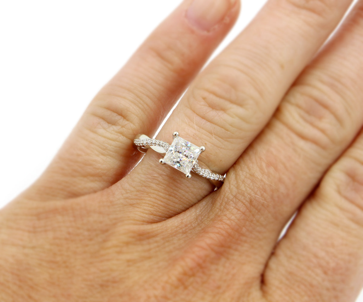 Princess Moissanite Diamond Twist Wedding Ring