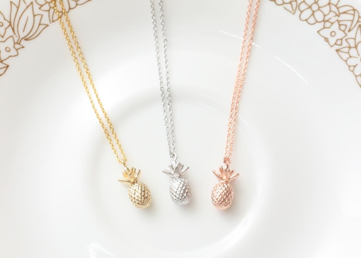 Rose Gold Pineapple Necklace Fruit Necklace Dainty Necklace