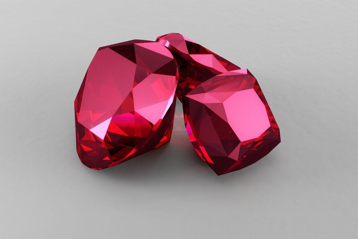 Red Color Gem Stone Cut in Diamond Shape