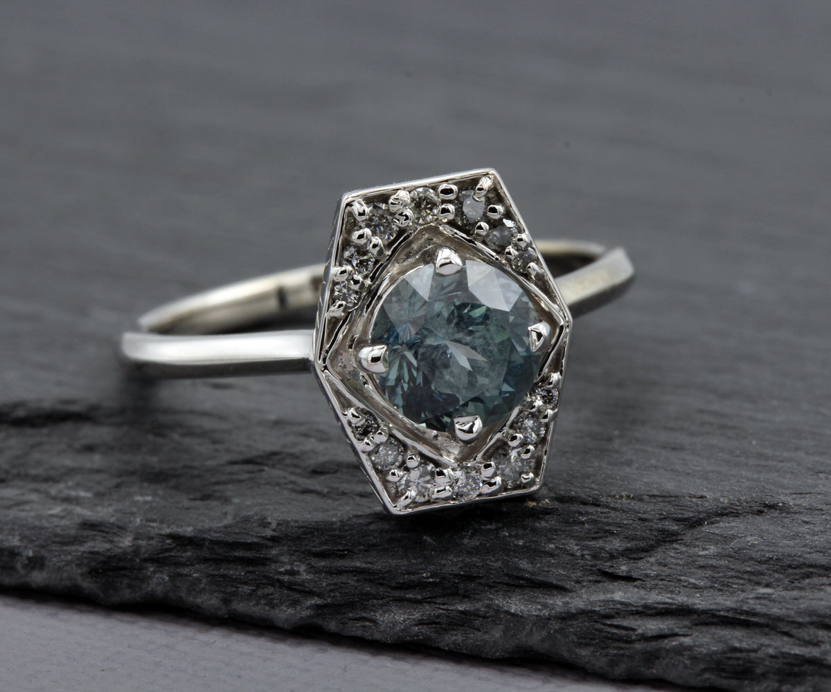 Montana Sapphire Art Deco Diamond Ring
