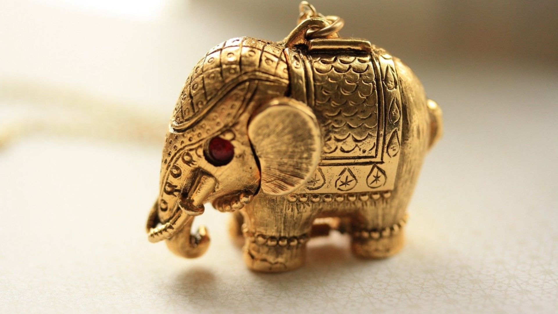 Vintage Elephant Locket Long Necklace