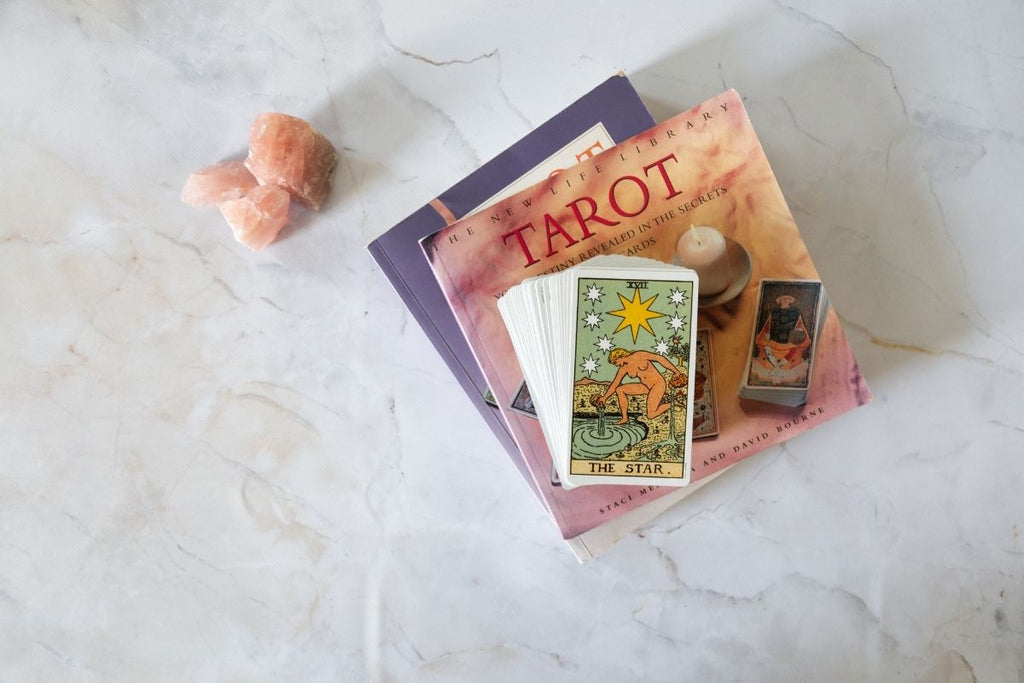 Rose Quartz With Tarot Card