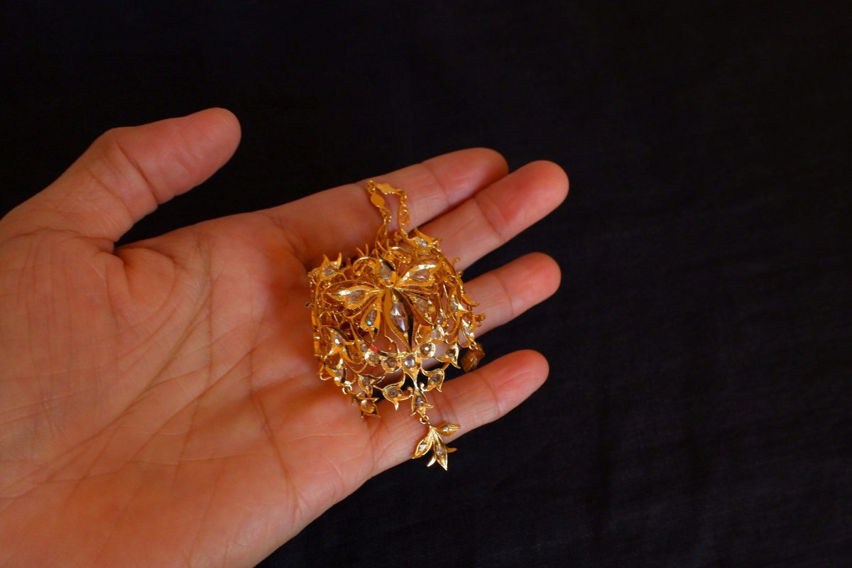 Antique Diamond Filigree Choker Necklace Chinese