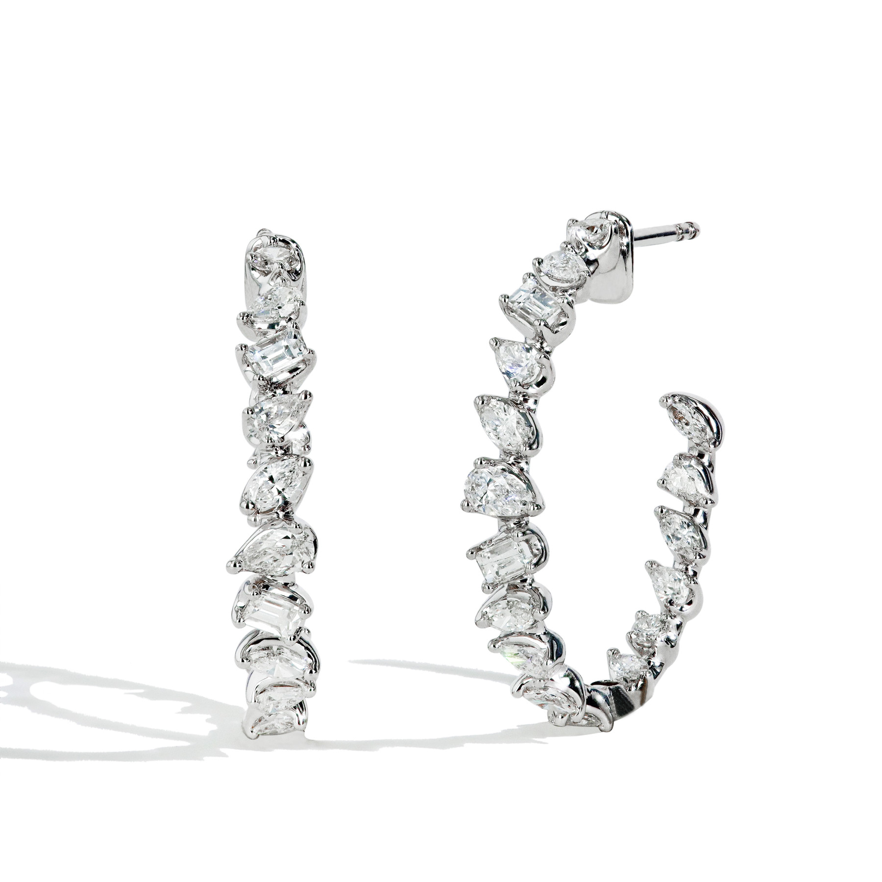Diamond Half Hoop Earrings In Platinum