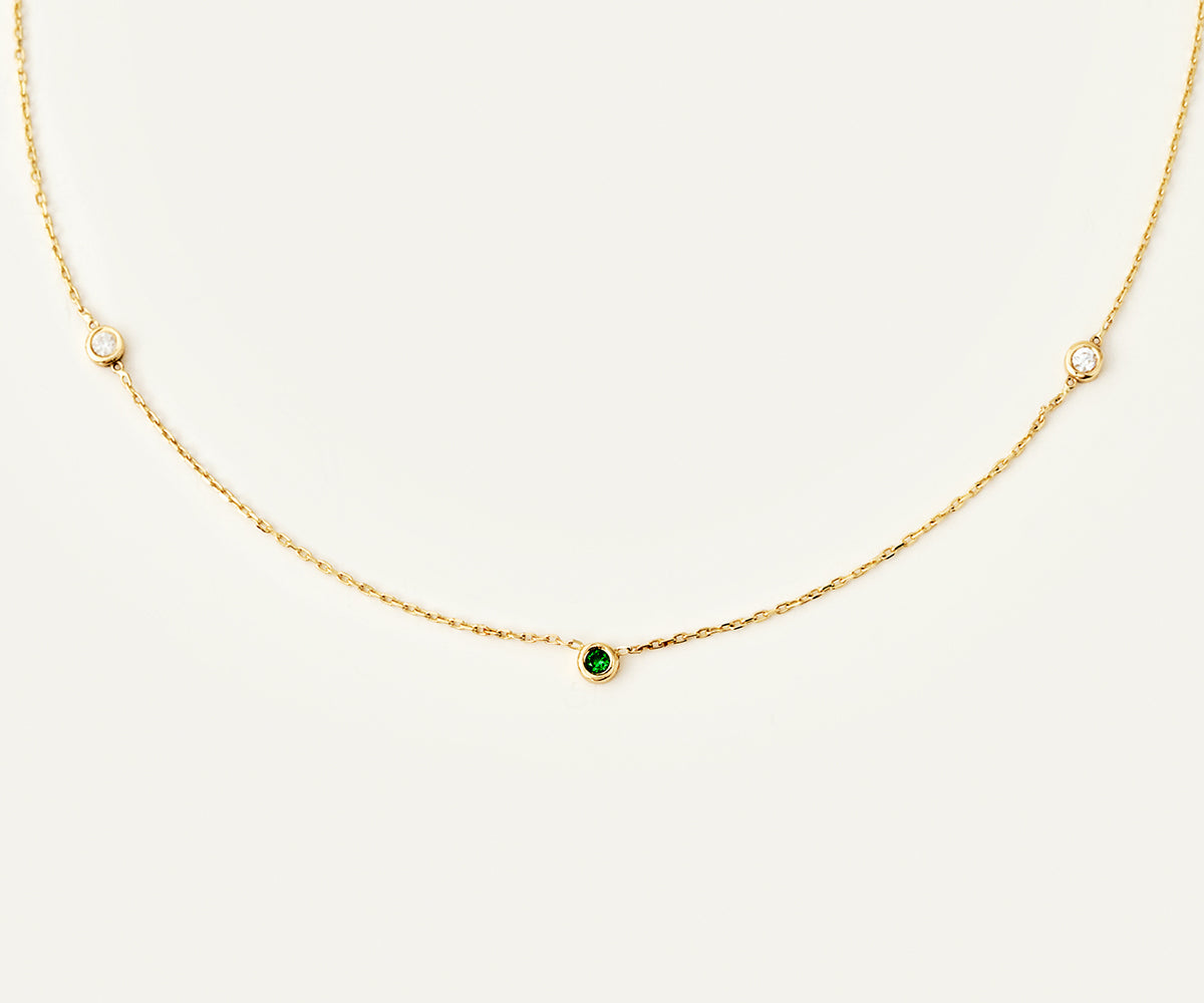 November Gelin Bezel Diamond Birthstone Necklace in 14K Gold