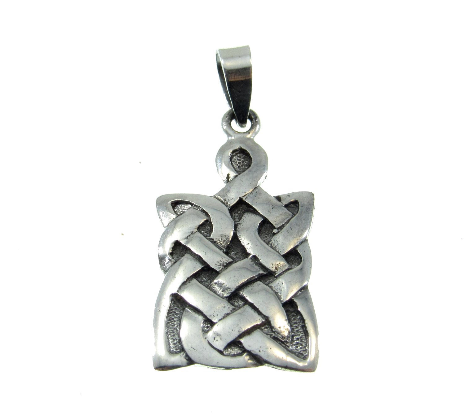 Sterling Silver Rectangle Celtic Shield Knot Pendant