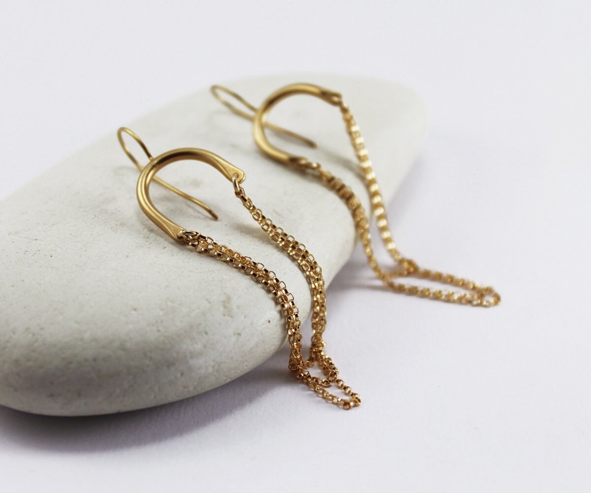 Gold Long Dangle Earrings Modern Chandelier Earrings Boho