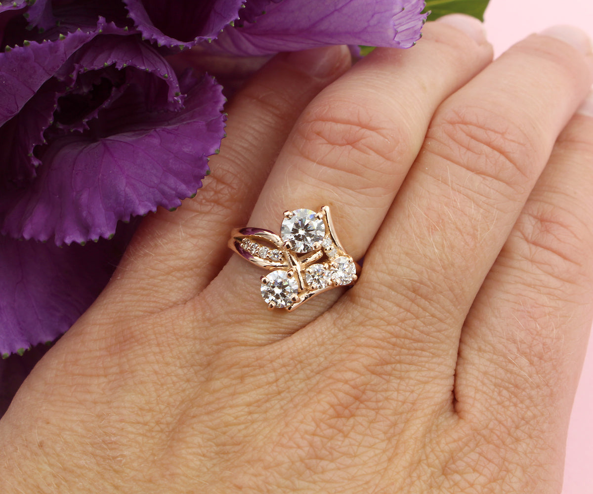 Artistic Asymmetrical Diamond Engagement Ring