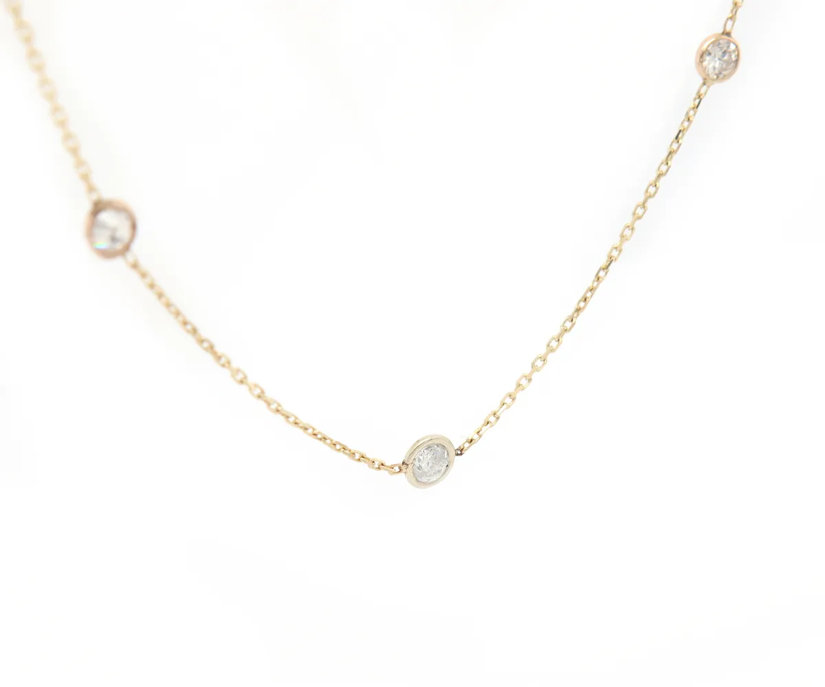 0.53ctw Diamond Five Stone Station Necklace in 14K