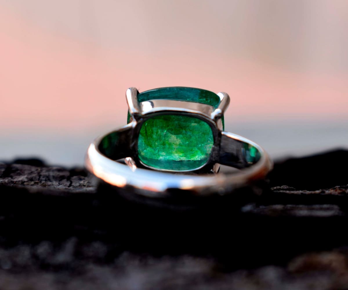 Natural Emerald Ring Faceted Gemstone