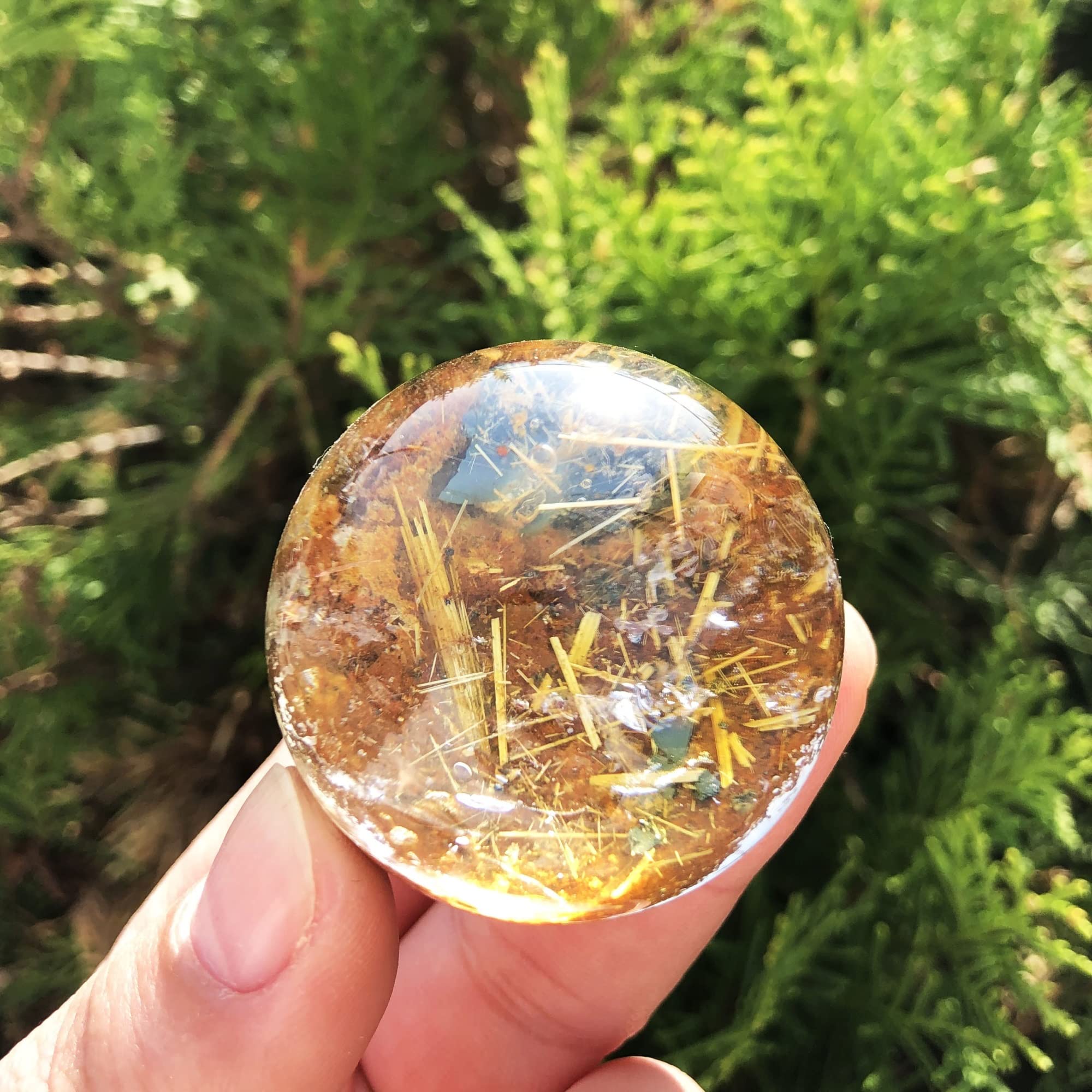 Natural Gold Rutilated Quartz Sphere
