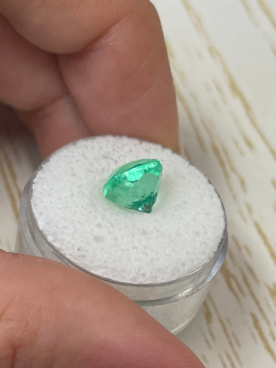3.25 Carat Lustrous Yellowish Green Natural Loose Colombian Emerald