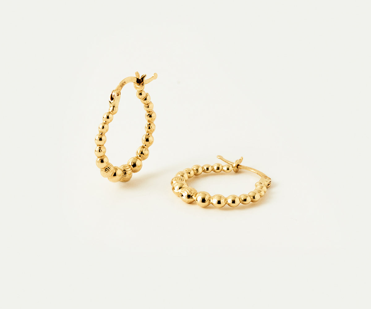 Gelin Beaded Hoop Earrings in 14K Gold