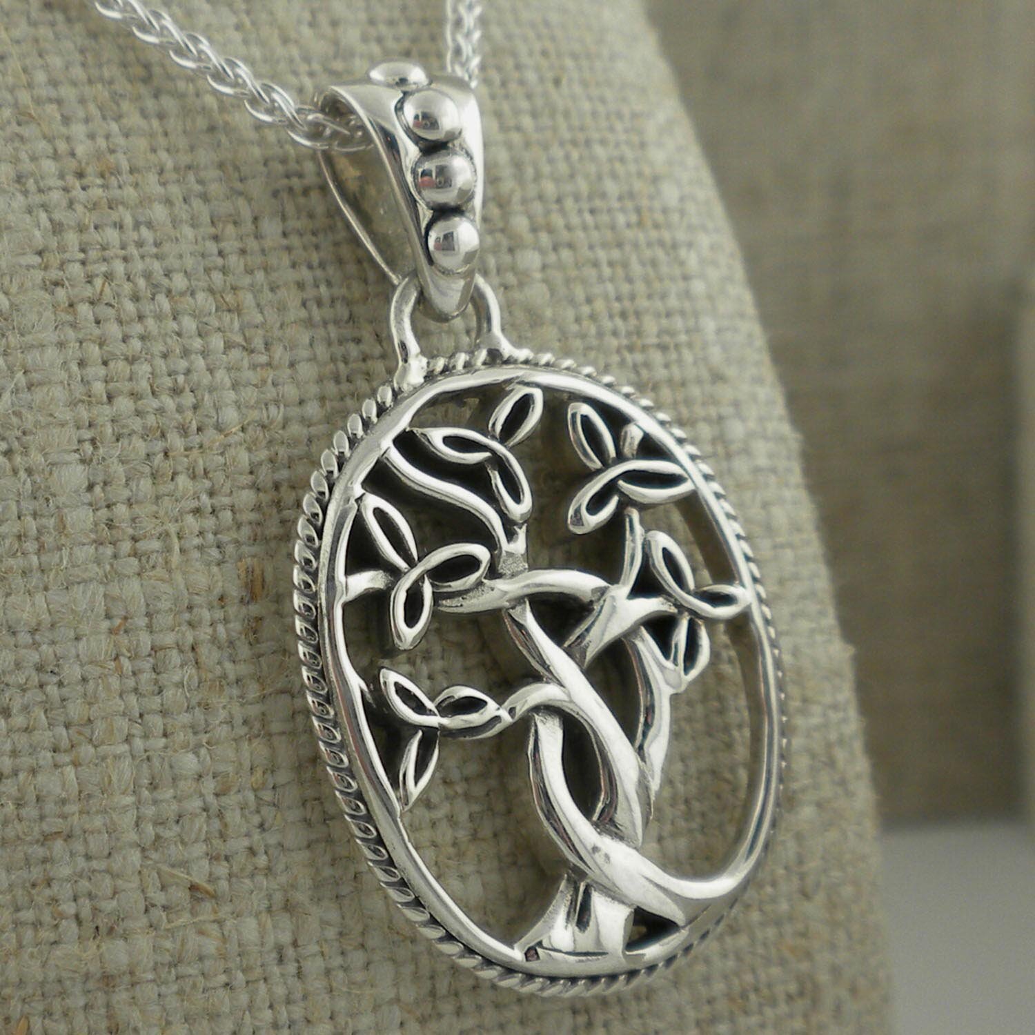Trinity Knot Tree of Life Pendant in Sterling Silver