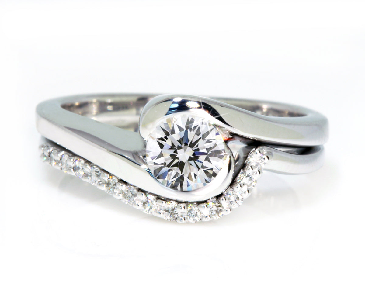 Curved Bypass Diamond Wedding Ring